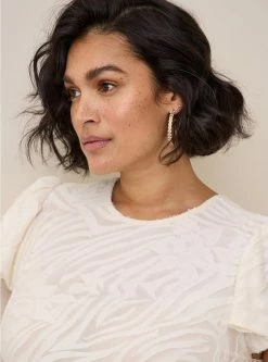 TORRID Knit Jacquard Crew Neck Flutter Sleeve Tee -Cheap Torrid Shop 40060121 10327 av3