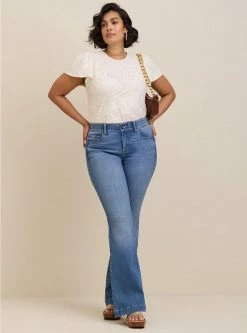 TORRID Knit Jacquard Crew Neck Flutter Sleeve Tee