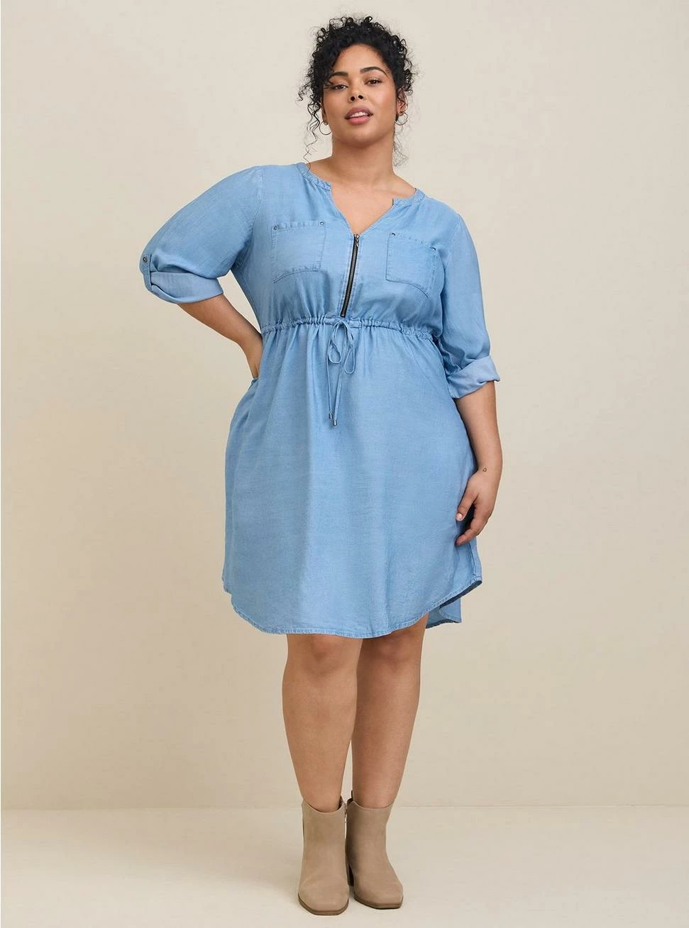 TORRID Mini Chambray Zip Front Shirt Dress 4 TORRID Mini Chambray Zip Front Shirt Dress - Image 2
