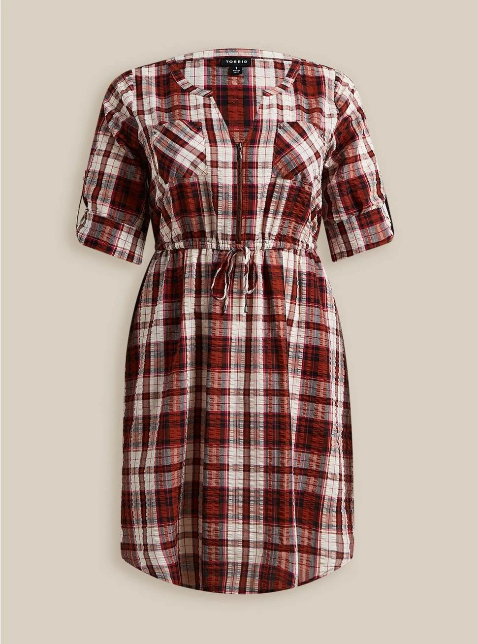 TORRID Mini Seer Sucker Zip-Front Shirt Dress 7 TORRID Mini Seer Sucker Zip-Front Shirt Dress - Image 5