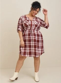 TORRID Mini Seer Sucker Zip-Front Shirt Dress