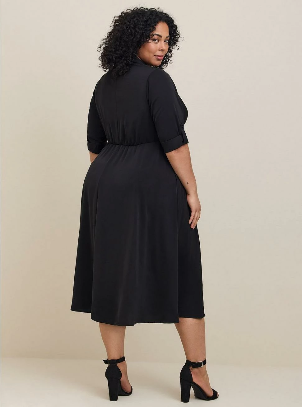 TORRID Midi Studio Crepe De Chine Collared Shirt Dress 4 TORRID Midi Studio Crepe De Chine Collared Shirt Dress - Image 2