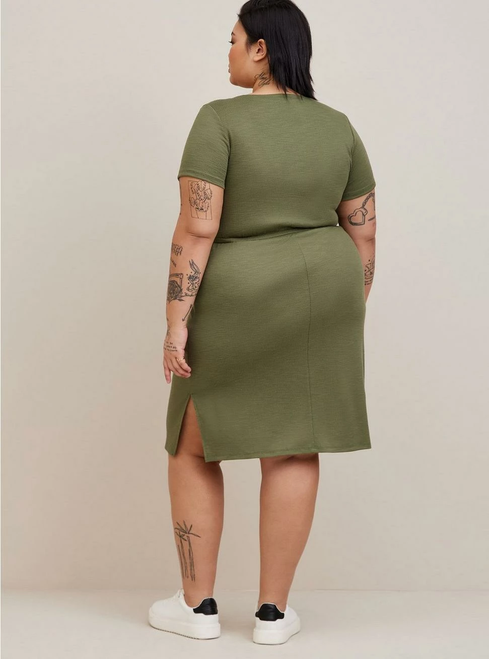 TORRID At The Knee Slub Rib Slit T-Shirt Dress 4 TORRID At The Knee Slub Rib Slit T-Shirt Dress - Image 2