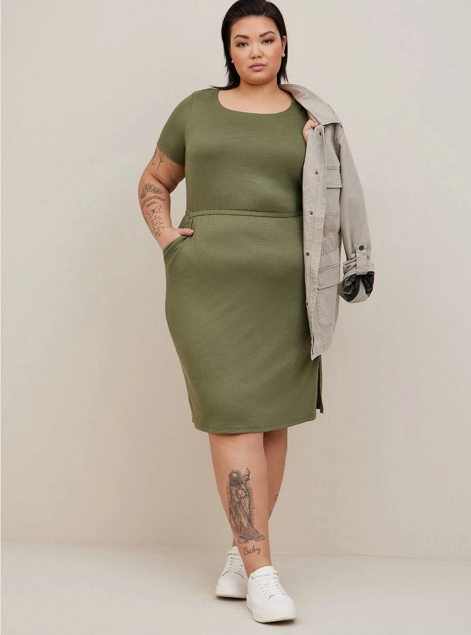 TORRID At The Knee Slub Rib Slit T-Shirt Dress 5 TORRID At The Knee Slub Rib Slit T-Shirt Dress - Image 3