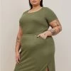 TORRID At The Knee Slub Rib Slit T-Shirt Dress