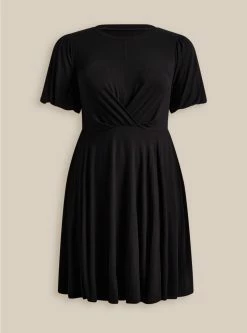 TORRID Mini Super Soft Balloon Sleeve Aline Dress -Cheap Torrid Shop 40070171 00684 flat