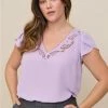 TORRID Georgette Embroidered V-Neck Tulip Short Sleeve -Cheap Torrid Shop 40075086 00149 hi