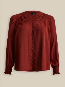 TORRID Georgette Smocked Blouson Sleeve Blouse 11 TORRID Georgette Smocked Blouson Sleeve Blouse -Cheap Torrid Shop 40080085 05043 flat