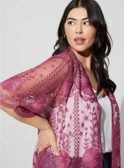TORRID Mesh Crochet Lace Kimono -Cheap Torrid Shop 40080102 10409 av3