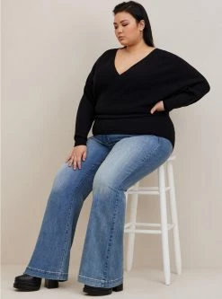 TORRID Ribbed Pullover Surplice Sweater -Cheap Torrid Shop 40085496 00684 av2