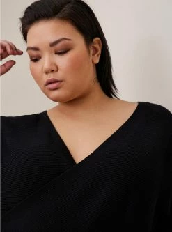 TORRID Ribbed Pullover Surplice Sweater -Cheap Torrid Shop 40085496 00684 av3