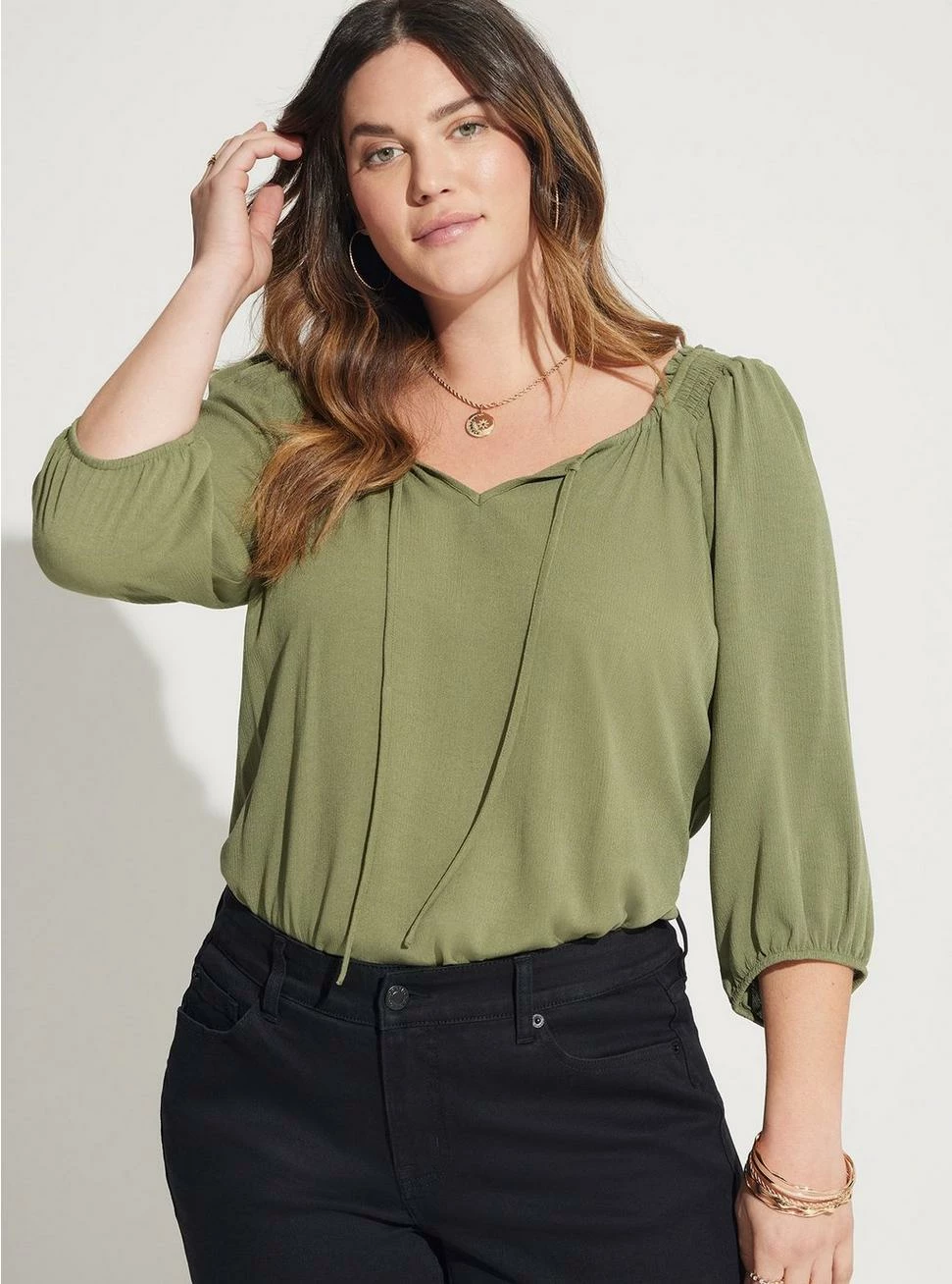 TORRID Gauze Keyhole Peasant Puff Sleeve Top 3 TORRID Gauze Keyhole Peasant Puff Sleeve Top