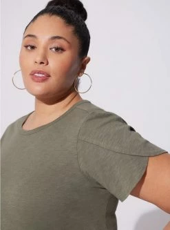 TORRID Cotton Slub Jersey Crew Neck Tulip Sleeve Tee -Cheap Torrid Shop 40086194 00252 av2