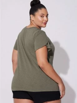 TORRID Cotton Slub Jersey Crew Neck Tulip Sleeve Tee -Cheap Torrid Shop 40086194 00252 av3