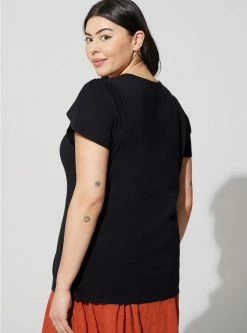 TORRID Cotton Slub Jersey Crew Neck Tulip Sleeve Tee -Cheap Torrid Shop 40086194 00684 av2