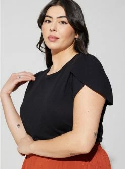 TORRID Cotton Slub Jersey Crew Neck Tulip Sleeve Tee