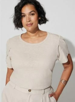 TORRID Cotton Slub Jersey Crew Neck Tulip Sleeve Tee