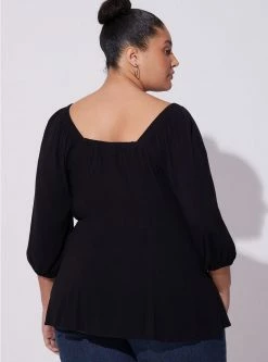 TORRID Fit & Flare Rayon Slub Button Up Long Sleeve -Cheap Torrid Shop 40086473 00684 av3