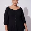 TORRID Fit & Flare Rayon Slub Button Up Long Sleeve -Cheap Torrid Shop 40086473 00684 hi