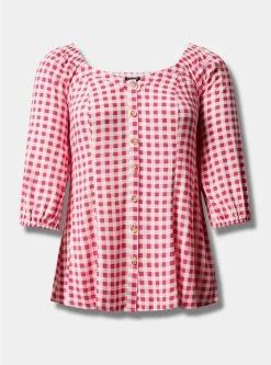 TORRID Fit & Flare Rayon Slub Button Up Long Sleeve 11 TORRID Fit & Flare Rayon Slub Button Up Long Sleeve -Cheap Torrid Shop 40086473 10461 flat