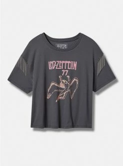 TORRID Led Zeppelin Relaxed Fit Cotton Crop Tassel Tee -Cheap Torrid Shop 40090047 08280 flat