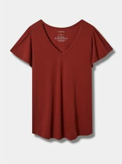 TORRID Girlfriend Signature Jersey V-Neck Flutter Sleeve Tee -Cheap Torrid Shop 40100020 00136 flat