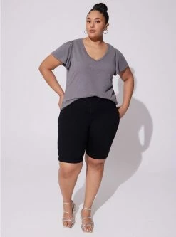 TORRID Girlfriend Signature Jersey V-Neck Flutter Sleeve Tee -Cheap Torrid Shop 40100020 00147 av1