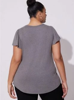 TORRID Girlfriend Signature Jersey V-Neck Flutter Sleeve Tee -Cheap Torrid Shop 40100020 00147 av3