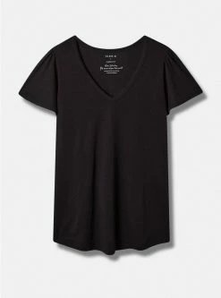TORRID Girlfriend Signature Jersey V-Neck Flutter Sleeve Tee -Cheap Torrid Shop 40100020 00684 flat