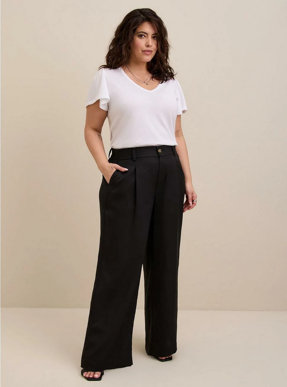 TORRID Girlfriend Signature Jersey V-Neck Flutter Sleeve Tee 3 TORRID Girlfriend Signature Jersey V-Neck Flutter Sleeve Tee