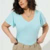 TORRID Girlfriend Signature Jersey V-Neck Flutter Sleeve Tee -Cheap Torrid Shop 40100020 06499 hi