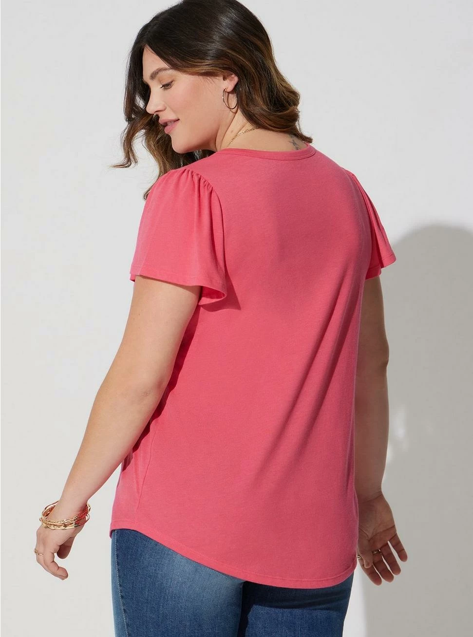 TORRID Girlfriend Signature Jersey V-Neck Flutter Sleeve Tee 5 TORRID Girlfriend Signature Jersey V-Neck Flutter Sleeve Tee - Image 3