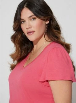 TORRID Girlfriend Signature Jersey V-Neck Flutter Sleeve Tee 10 TORRID Girlfriend Signature Jersey V-Neck Flutter Sleeve Tee -Cheap Torrid Shop 40100020 10207 av3