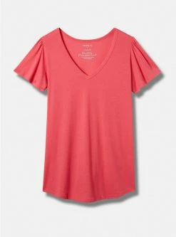 TORRID Girlfriend Signature Jersey V-Neck Flutter Sleeve Tee 11 TORRID Girlfriend Signature Jersey V-Neck Flutter Sleeve Tee -Cheap Torrid Shop 40100020 10207 flat