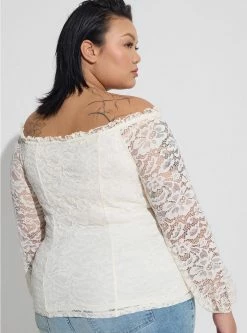 TORRID Stretch Lace Off Shoulder Corset Seamed Long Sleeve Top -Cheap Torrid Shop 40100256 10327 av2