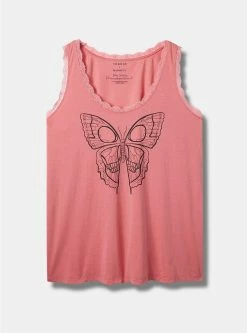 Null Butterfly Cotton Scoop Neck Tank