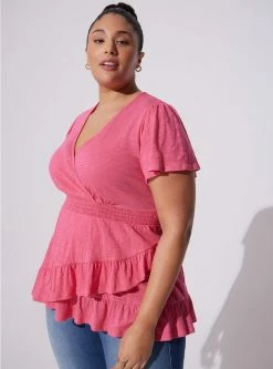 TORRID Cotton Modal Surplice Faux Wrap Top -Cheap Torrid Shop 40105091 10207 av3