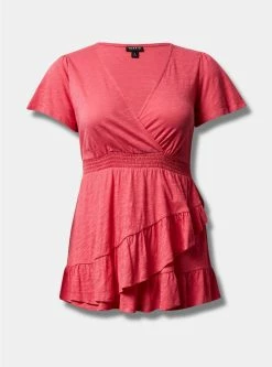 TORRID Cotton Modal Surplice Faux Wrap Top -Cheap Torrid Shop 40105091 10207 flat