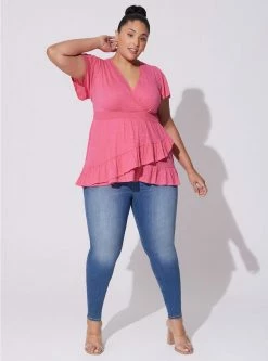 TORRID Cotton Modal Surplice Faux Wrap Top