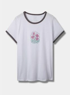 Null Floral Classic Fit Crew Neck Ringer Tee