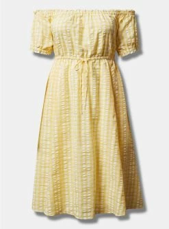 TORRID Midi Seer Sucker Off Shoulder Peasant Dress 11 TORRID Midi Seer Sucker Off Shoulder Peasant Dress -Cheap Torrid Shop 40106325 06860 flat