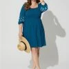 TORRID Mini Crinkle Gauze Blouson Sleeve Dress -Cheap Torrid Shop 40106407 06637 hi
