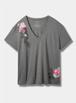 Null Wild Flowers Signature Jersey V-Neck Easy Tee
