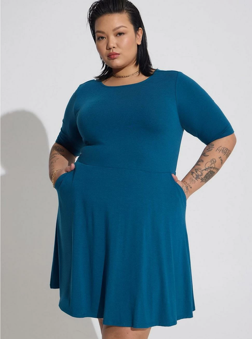 TORRID Mini Jersey Twist Back Skater Dress 4 TORRID Mini Jersey Twist Back Skater Dress - Image 2