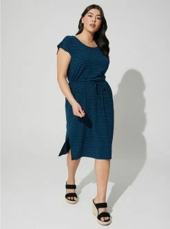 TORRID Midi Jersey Cross Back Slit Dress