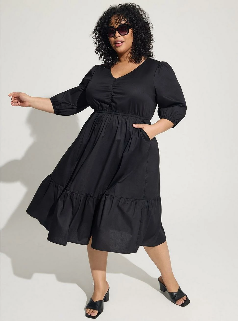TORRID Midi Poplin Tiered Dress 3 TORRID Midi Poplin Tiered Dress