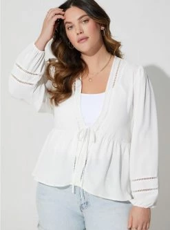 TORRID Textured Woven Trim Inset Kimono