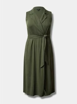 TORRID Midi Rayon Slub Sleeveless Shirt Dress -Cheap Torrid Shop 40120177 06580 flat