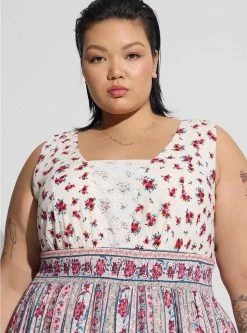 TORRID Maxi Gauze Lace Inset Hi Low Dress -Cheap Torrid Shop 40125191 08287 av2