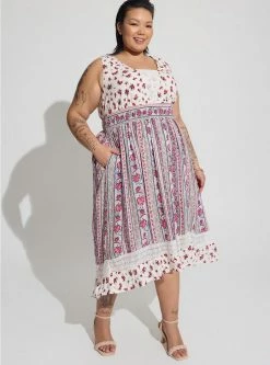 TORRID Maxi Gauze Lace Inset Hi Low Dress